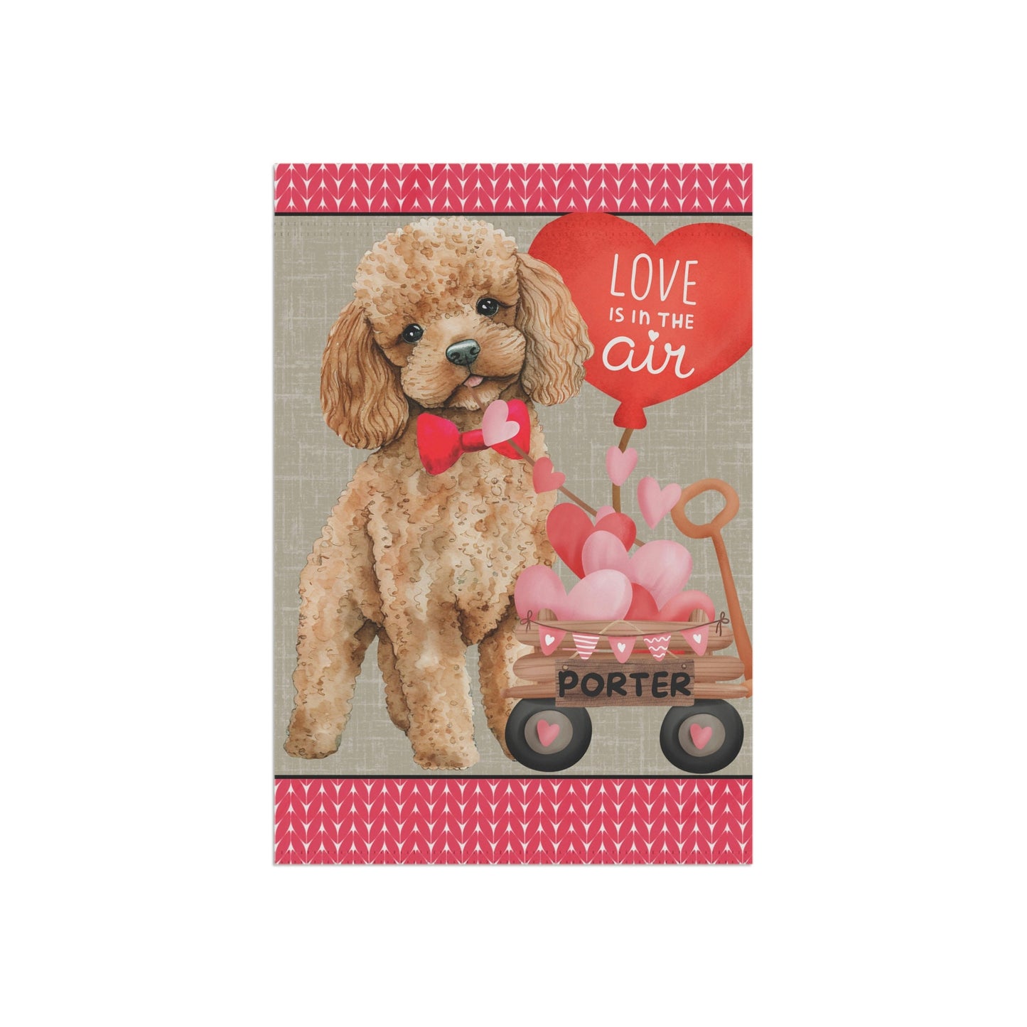 Apricot Poodle Dog (BOY)Valentine Garden Flag - Apricot Poodle Mom & Dad Gift, Double-sided Garden Flag, Stand Not Inluded