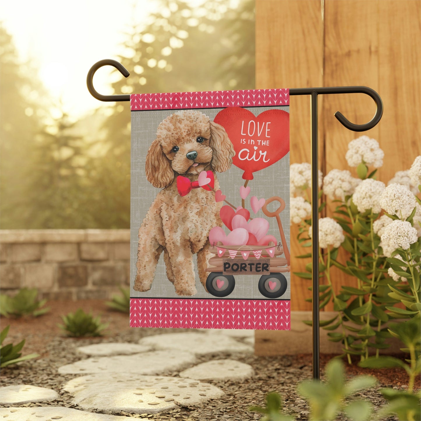 Apricot Poodle Dog (BOY)Valentine Garden Flag - Apricot Poodle Mom & Dad Gift, Double-sided Garden Flag, Stand Not Inluded