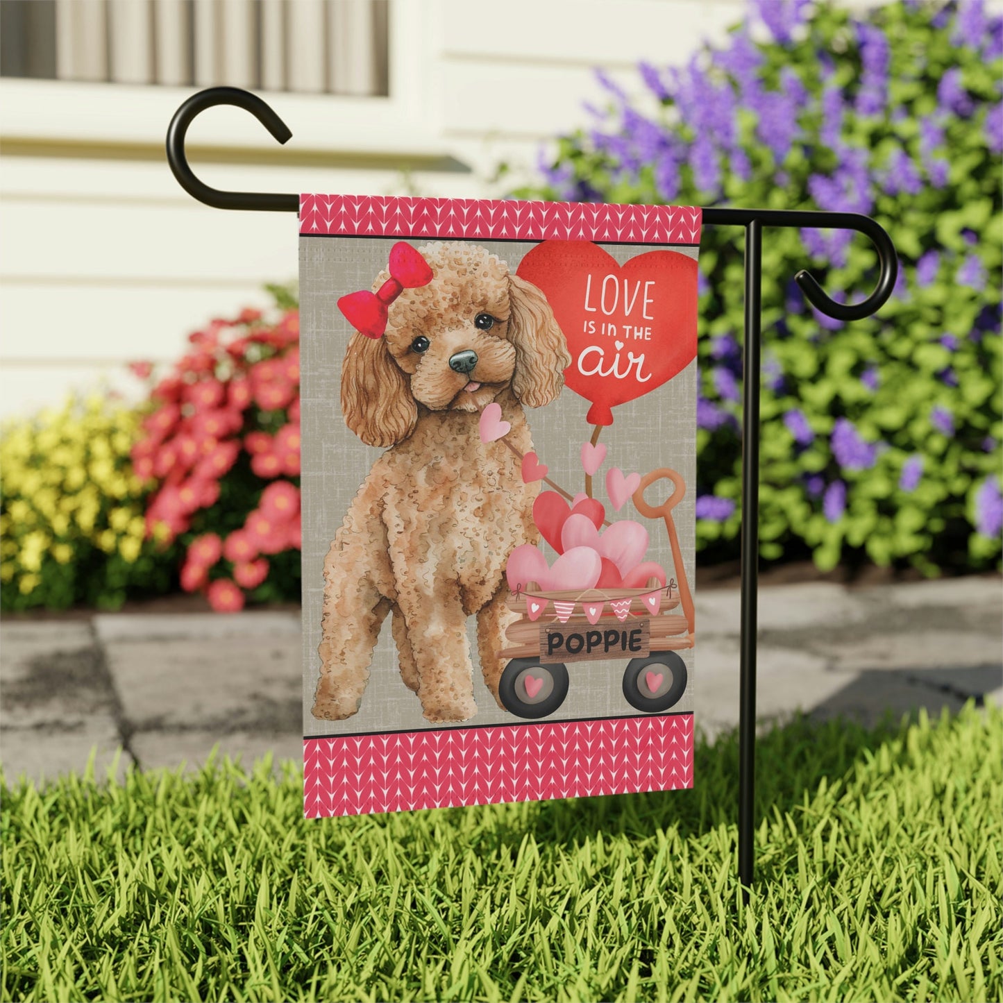 Apricot Poodle Dog (GIRL)Valentine Garden Flag - Apricot Poodle Mom & Dad Gift, Double-sided Garden Flag, Stand Not Inluded