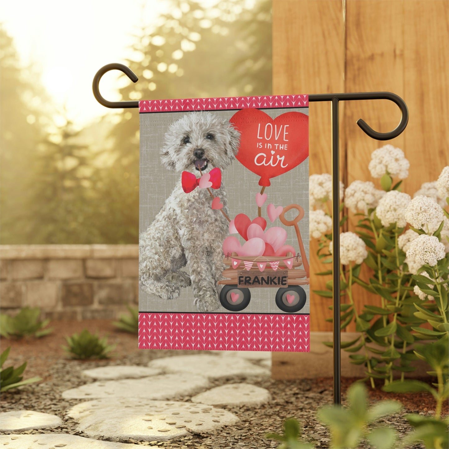 Mini Poodle Mix Dog (BOY)Valentine Garden Flag - Mini Poodle Mom & Dad Gift, Double-sided Garden Flag, Stand Not Inluded