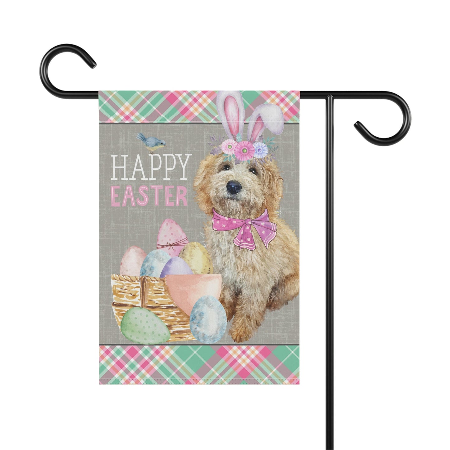 Blonde Doodle(GIRL) Easter Garden Flag - Goldendoodle, Labradoodle, Etc.  Mom & Dad, Double-sided Garden Flag, Stand Not Included