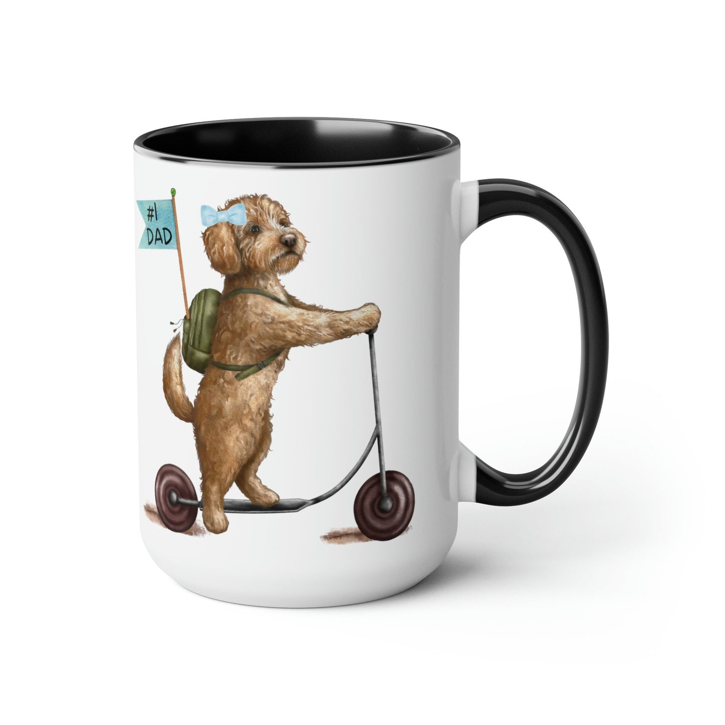 Doodle Dog (girl) Father's Day Mug - Goldendoodle, Labradoodle, Doodle Gift for Dad, Two-Tone Large Coffee Mugs, 15oz