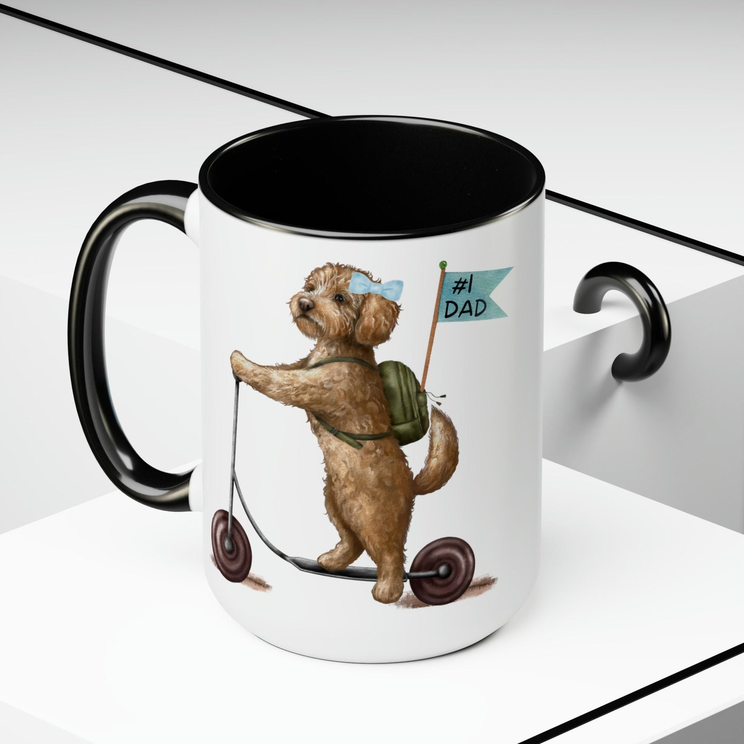 Doodle Dog (girl) Father's Day Mug - Goldendoodle, Labradoodle, Doodle Gift for Dad, Two-Tone Large Coffee Mugs, 15oz