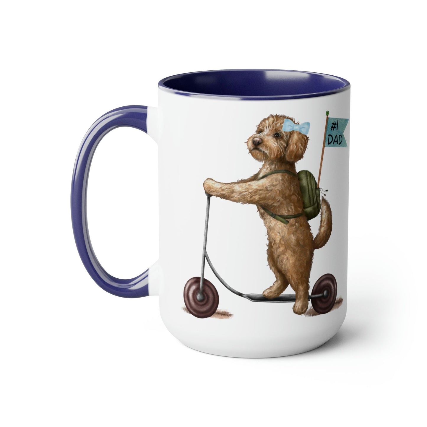 Doodle Dog (girl) Father's Day Mug - Goldendoodle, Labradoodle, Doodle Gift for Dad, Two-Tone Large Coffee Mugs, 15oz