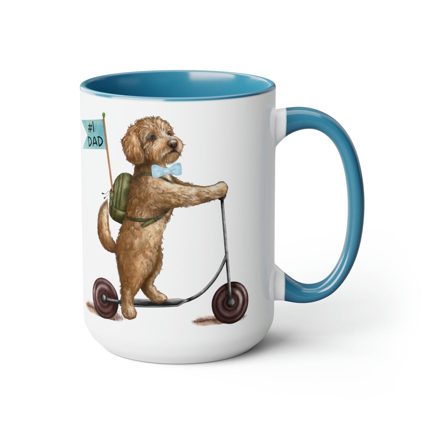 Doodle Dog (boy) Father's Day Mug - Goldendoodle, Labradoodle, Doodle Gift for Dad, Two-Tone Coffee Mugs, 15oz