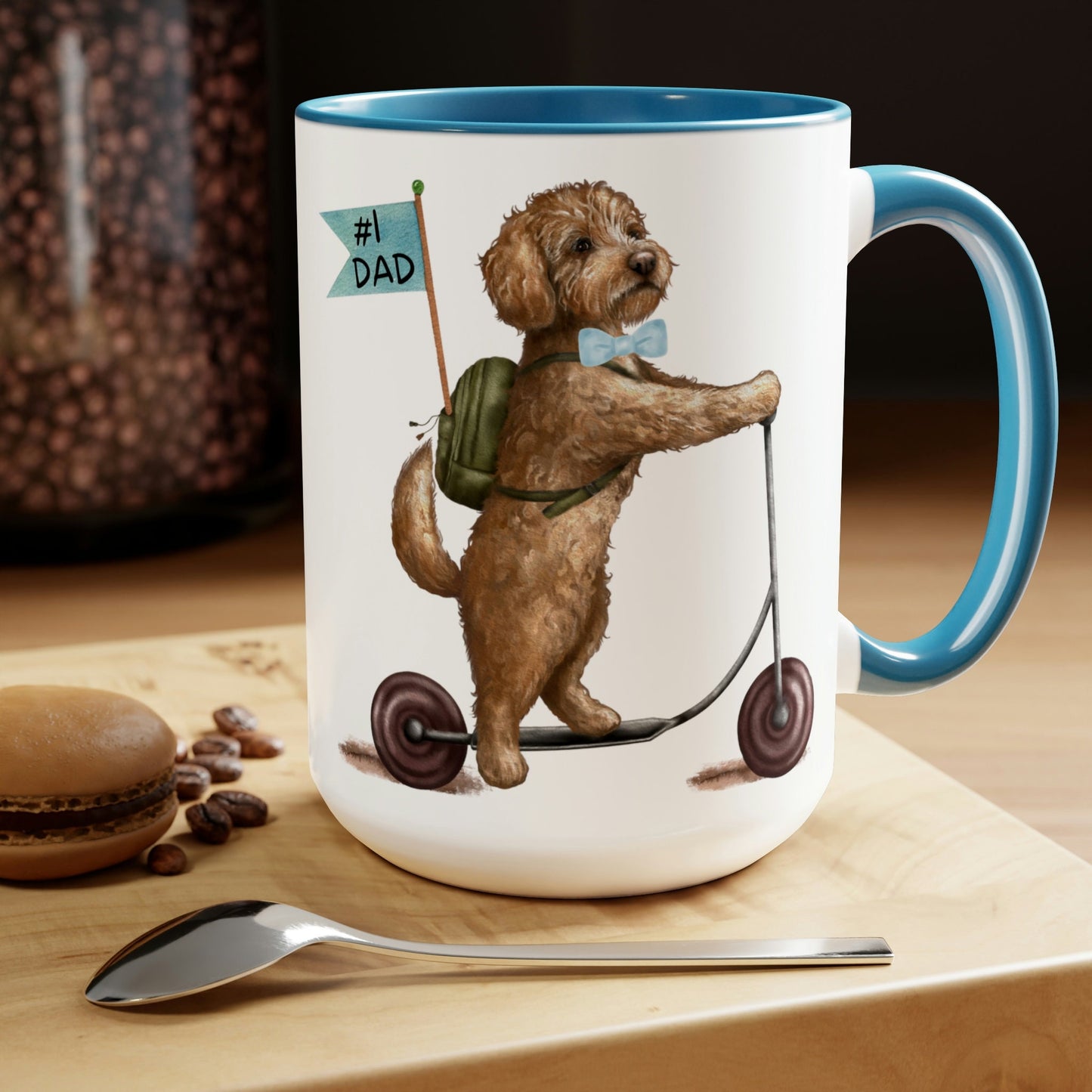 Doodle Dog (boy) Father's Day Mug - Goldendoodle, Labradoodle, Doodle Gift for Dad, Two-Tone Coffee Mugs, 15oz