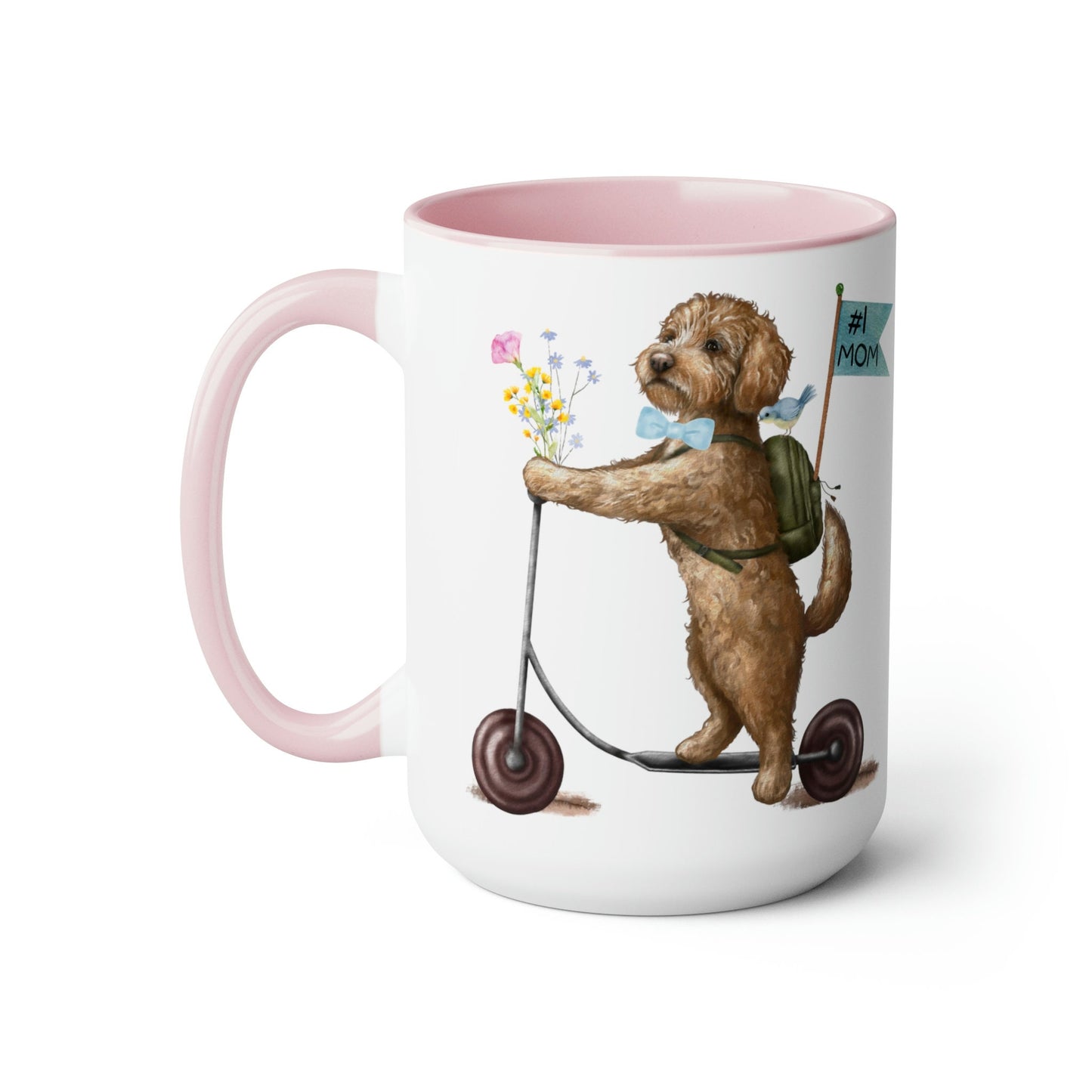 Doodle Dog (BOY)Mother's Day or Birthday Mug - Goldendoodle, Labradoodle, Cockapoo Gift for Mom, Two-Tone Coffee Mugs, 15oz