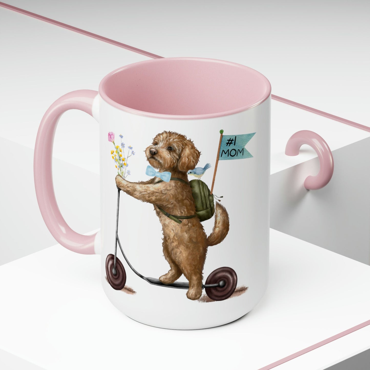 Doodle Dog (BOY)Mother's Day or Birthday Mug - Goldendoodle, Labradoodle, Cockapoo Gift for Mom, Two-Tone Coffee Mugs, 15oz