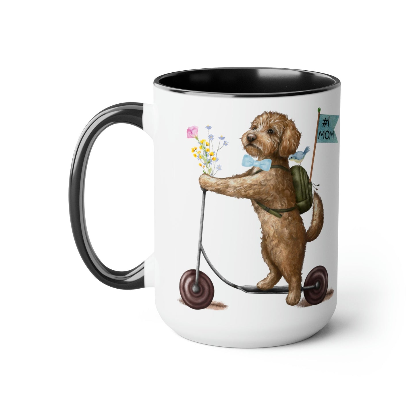 Doodle Dog (BOY)Mother's Day or Birthday Mug - Goldendoodle, Labradoodle, Cockapoo Gift for Mom, Two-Tone Coffee Mugs, 15oz