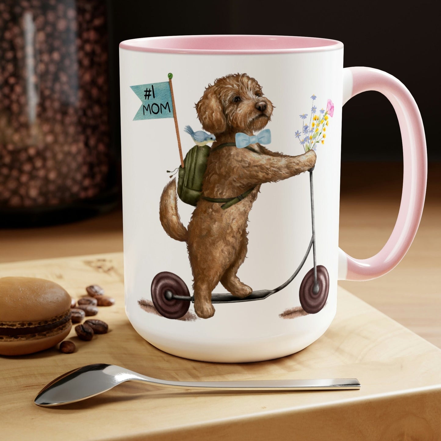 Doodle Dog (BOY)Mother's Day or Birthday Mug - Goldendoodle, Labradoodle, Cockapoo Gift for Mom, Two-Tone Coffee Mugs, 15oz