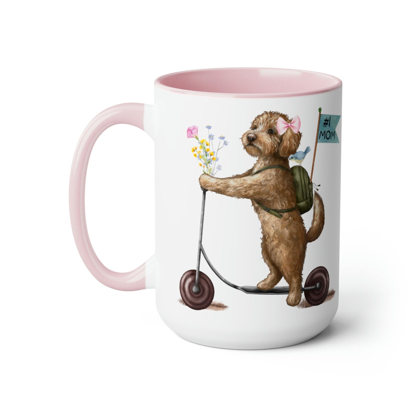 Doodle Dog (girl) Mother's Day or Birthday Mug - Goldendoodle, Labradoodle, Cockapoo Gift for Mom, Two-Tone Coffee Mugs, 15oz