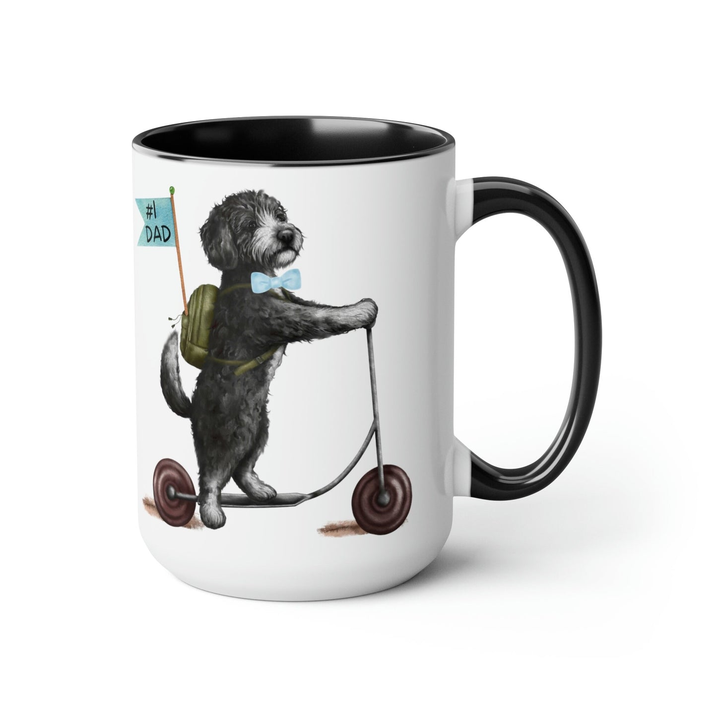 Doodle Dog (boy) Father's Day Mug - Bernedoodle, Sheepadoodle, Doodle Gift for Dad, Two-Tone Coffee Mugs, 15oz