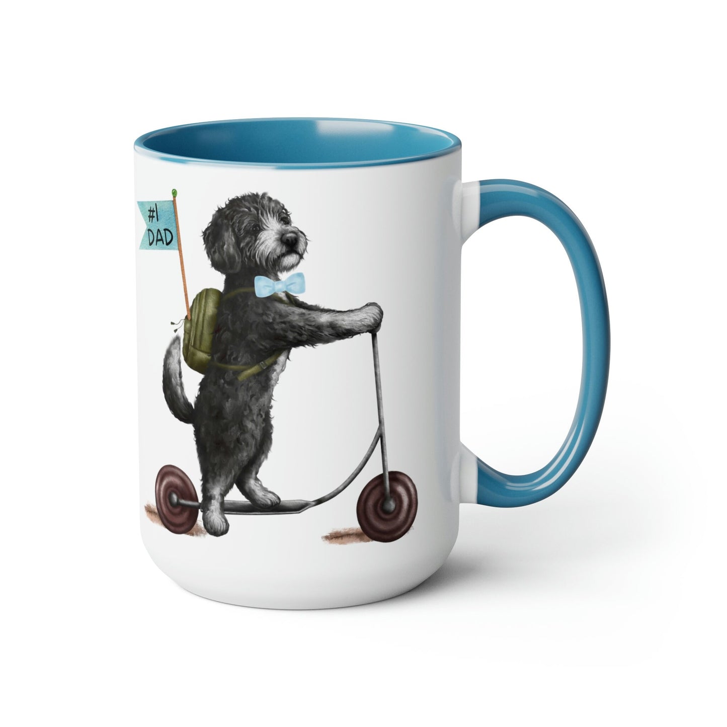 Doodle Dog (boy) Father's Day Mug - Bernedoodle, Sheepadoodle, Doodle Gift for Dad, Two-Tone Coffee Mugs, 15oz