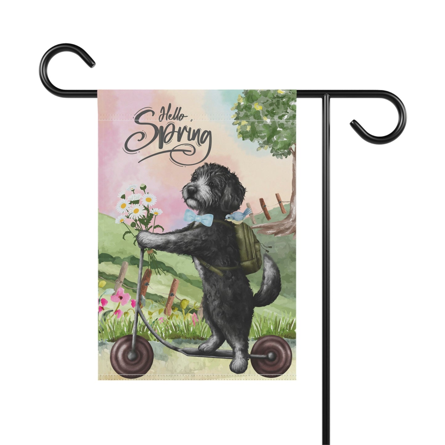 Doodle - Bernedoodle (boy) Spring Garden Flag, Gift for Doodle, Bernedoodle, Sheepadoodle Mom & Dad, Double-sided Flag, Stand Not