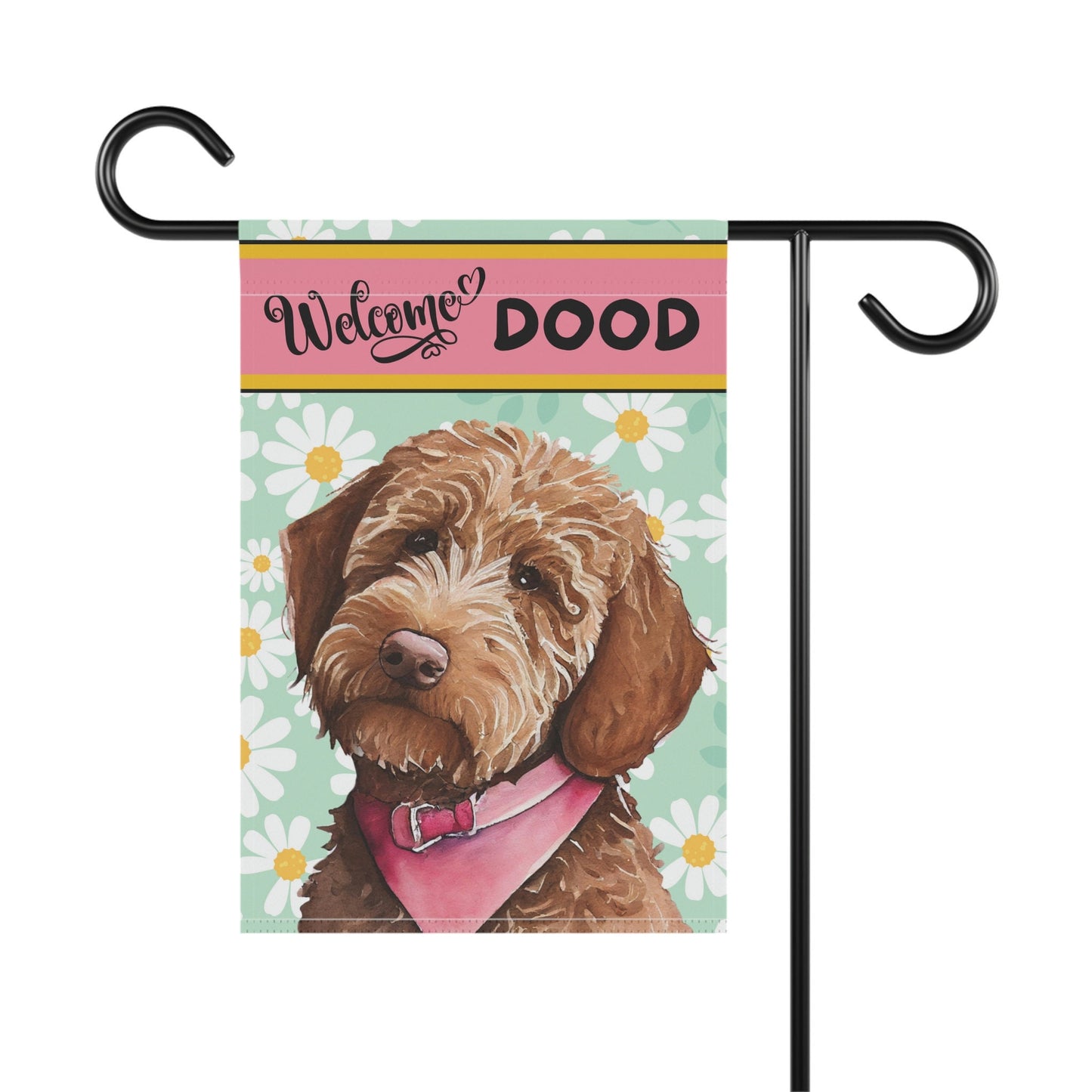 Doodle - Goldedoodle, Labradoodle Spring Summer  Garden Flag, Apricot Red Brown Doodle, Double-sided Flag, Stand Not Included