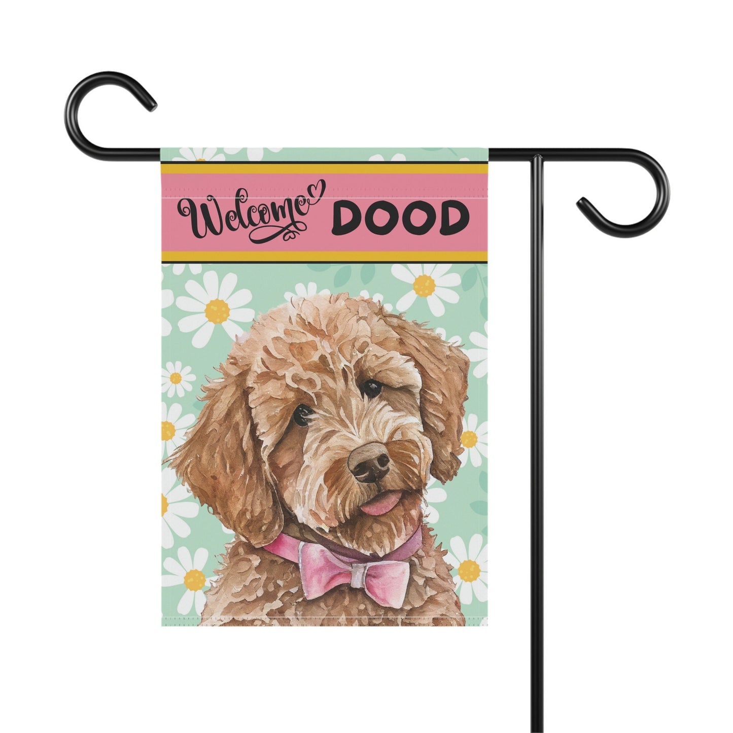 Doodle - Goldedoodle, Labradoodle Spring Summer  Garden Flag, Medium Blonde Tan Doodle, Double-sided Flag, Stand Not Included