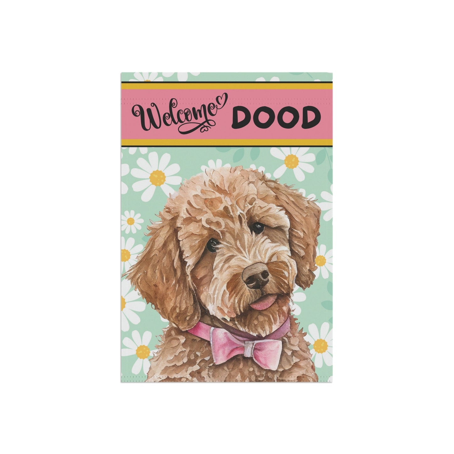 Doodle - Goldedoodle, Labradoodle Spring Summer  Garden Flag, Medium Blonde Tan Doodle, Double-sided Flag, Stand Not Included