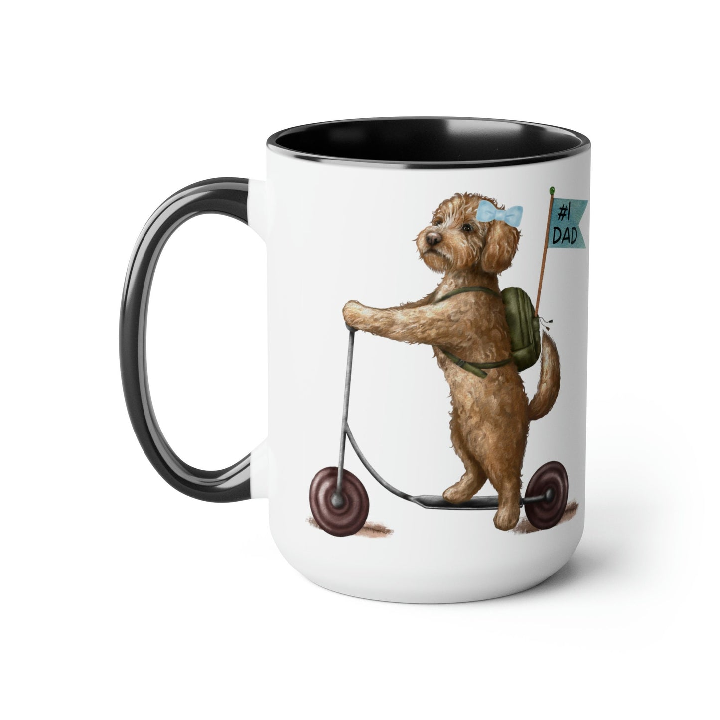 Doodle Dog (girl) Father's Day Mug - Goldendoodle, Labradoodle, Doodle Gift for Dad, Two-Tone Large Coffee Mugs, 15oz