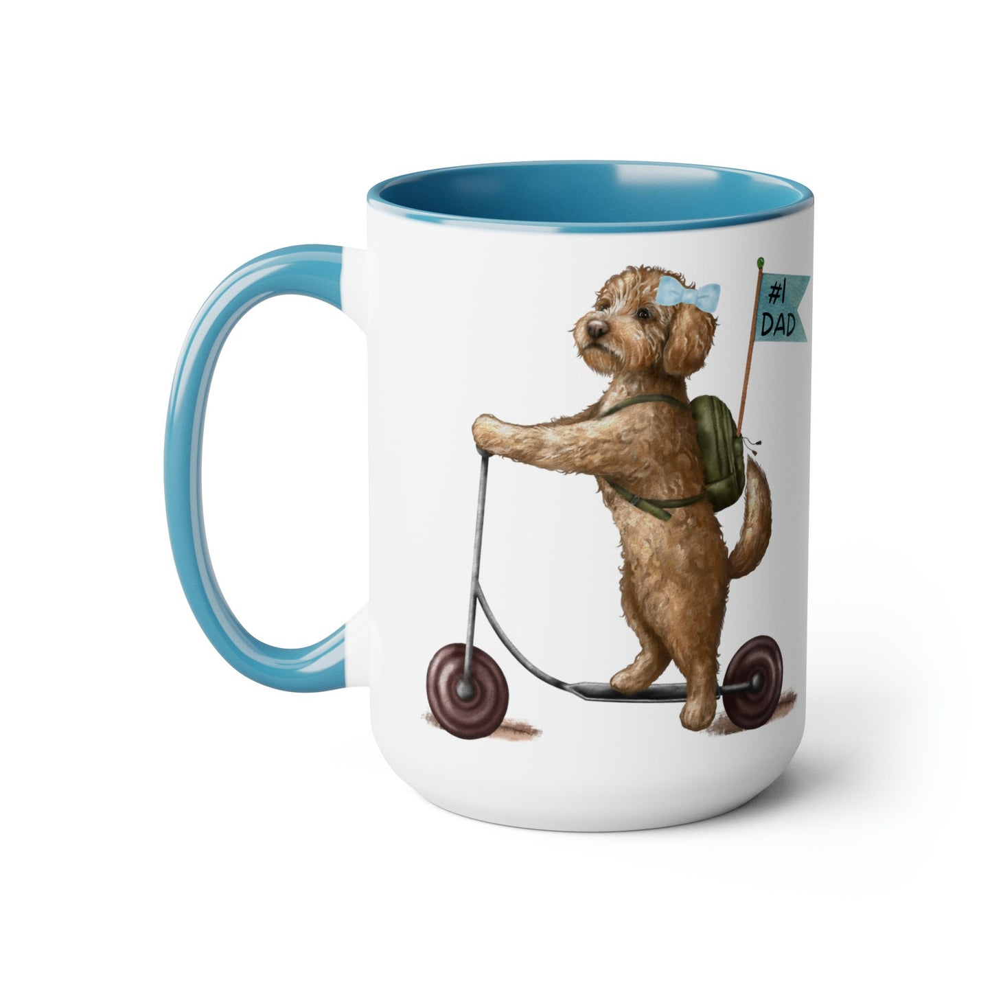 Doodle Dog (girl) Father's Day Mug - Goldendoodle, Labradoodle, Doodle Gift for Dad, Two-Tone Large Coffee Mugs, 15oz