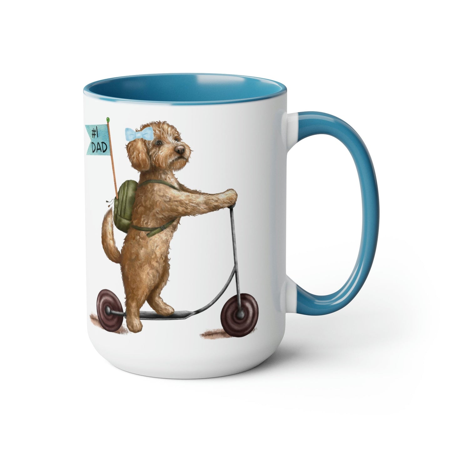 Doodle Dog (girl) Father's Day Mug - Goldendoodle, Labradoodle, Doodle Gift for Dad, Two-Tone Large Coffee Mugs, 15oz