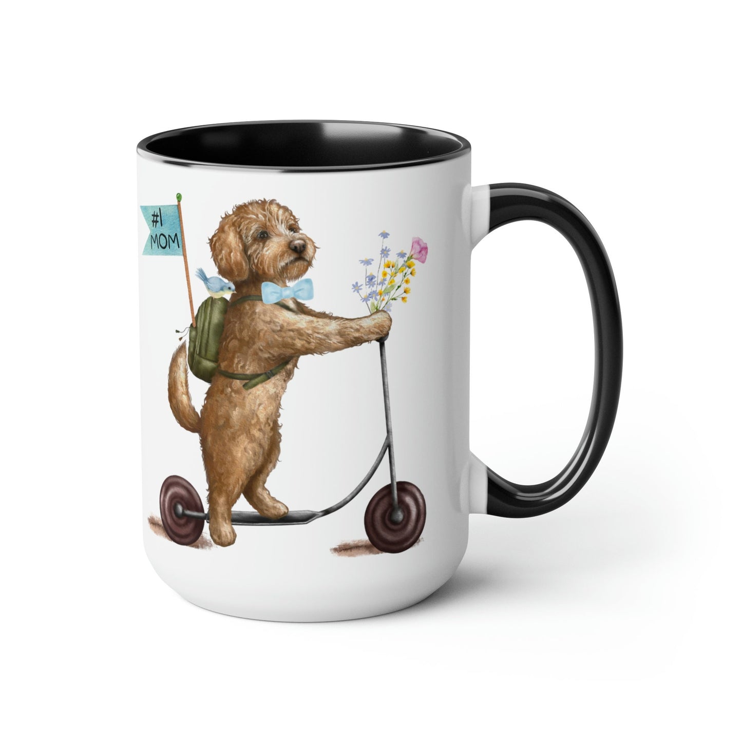 Doodle Dog (BOY)Mother's Day or Birthday Mug - Goldendoodle, Labradoodle, Cockapoo Gift for Mom, Two-Tone Coffee Mugs, 15oz