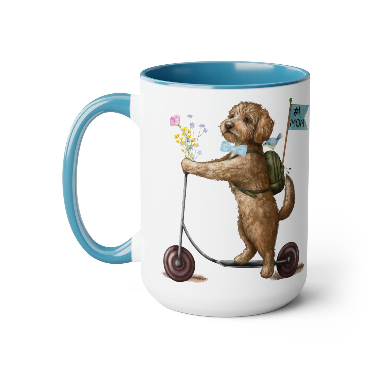 Doodle Dog (BOY)Mother's Day or Birthday Mug - Goldendoodle, Labradoodle, Cockapoo Gift for Mom, Two-Tone Coffee Mugs, 15oz