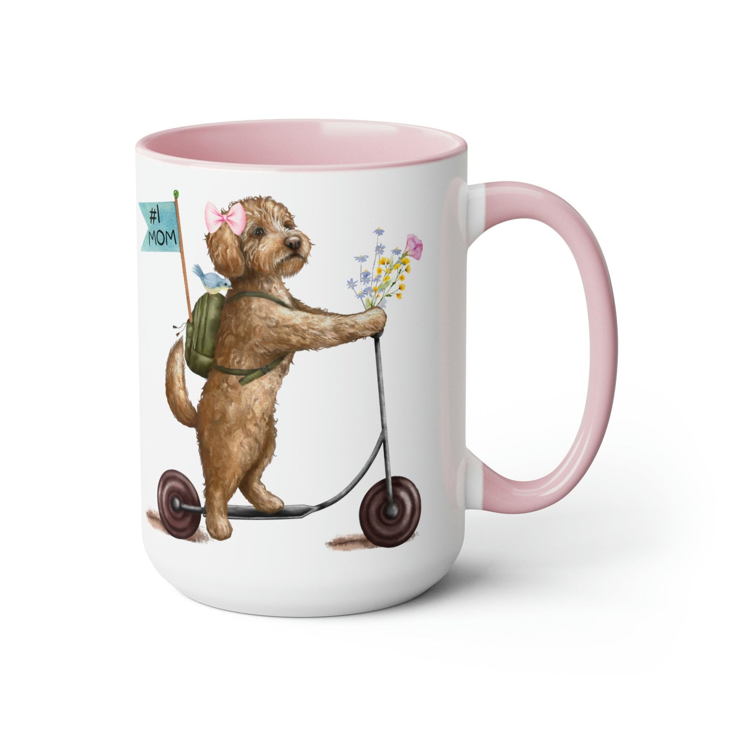 Doodle Dog (girl) Mother's Day or Birthday Mug - Goldendoodle, Labradoodle, Cockapoo Gift for Mom, Two-Tone Coffee Mugs, 15oz