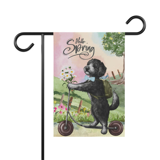 Doodle - Bernedoodle (boy) Spring Garden Flag, Gift for Doodle, Bernedoodle, Sheepadoodle Mom & Dad, Double-sided Flag, Stand Not