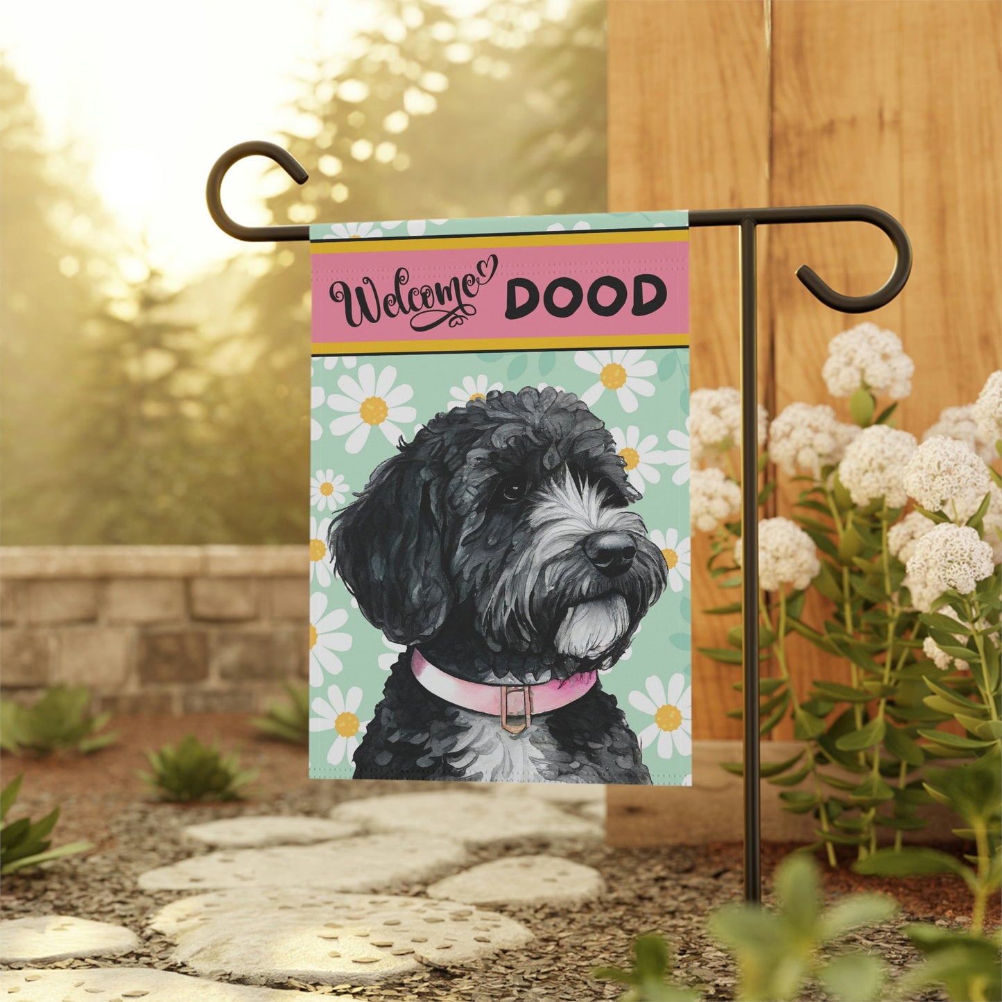 Doodle - Bernedoodle, Sheepadoodle Spring Summer  Garden Flag, Gift for Doodle Mom & Dad, Double-sided Flag, Stand Not Included