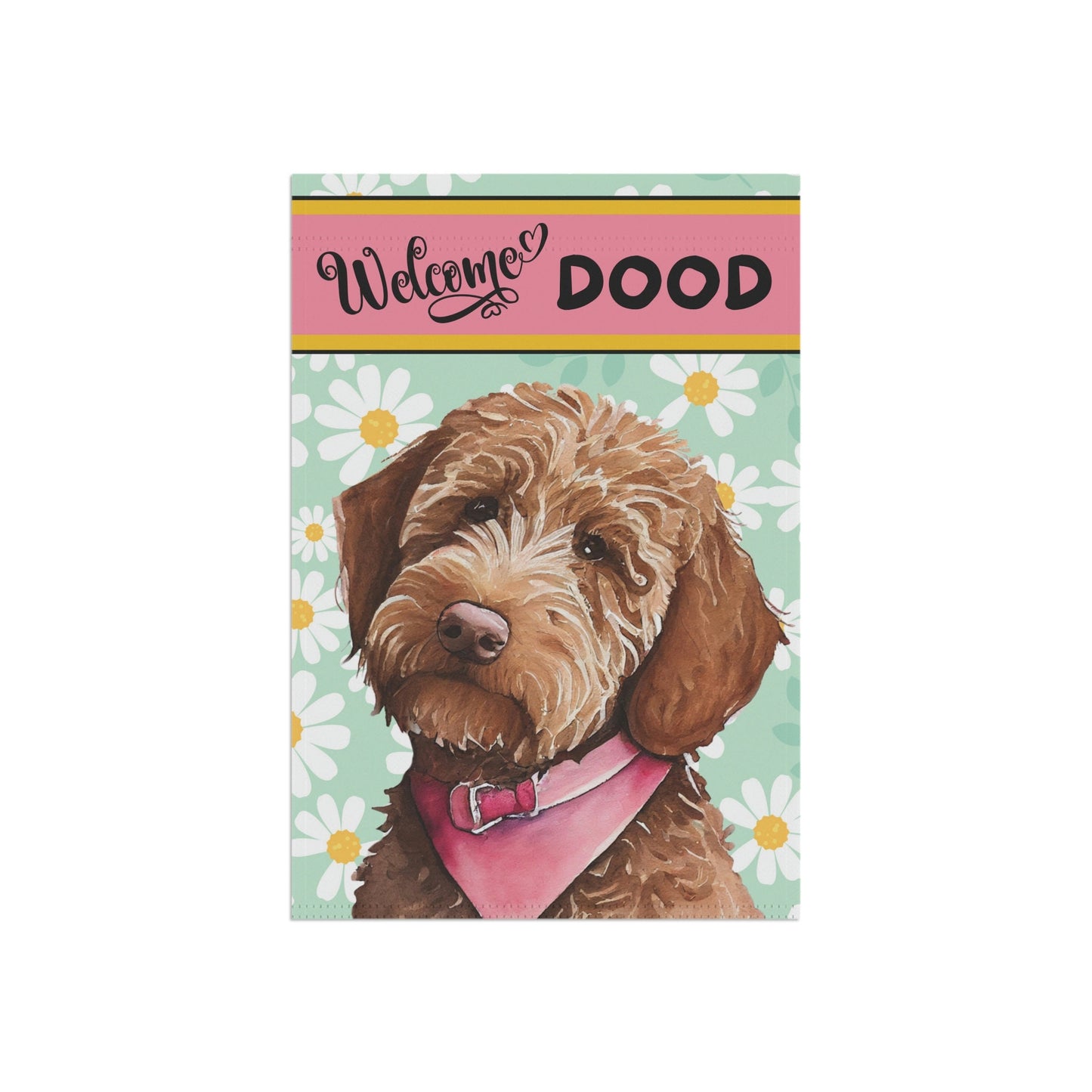 Doodle - Goldedoodle, Labradoodle Spring Summer  Garden Flag, Apricot Red Brown Doodle, Double-sided Flag, Stand Not Included