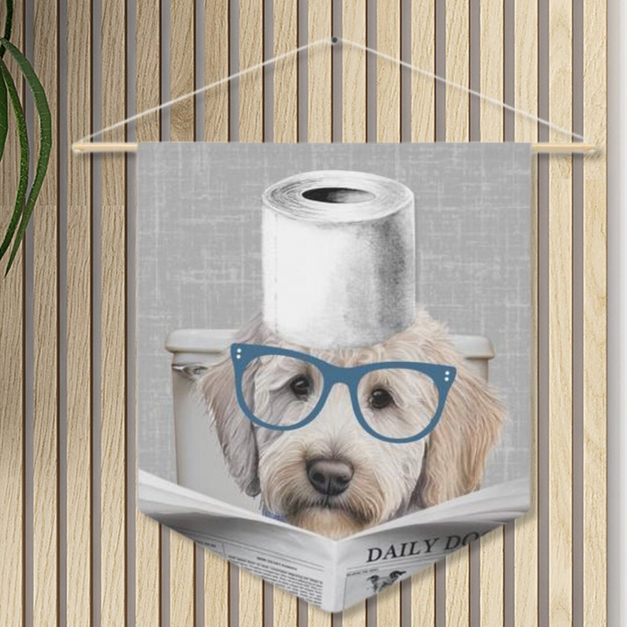 Custom Doodle Dog Bathroom Art - Funny Goldendoodle, Labradoodle Toilet Art Decor, Kids Bathroom Art, Bathroom Humor