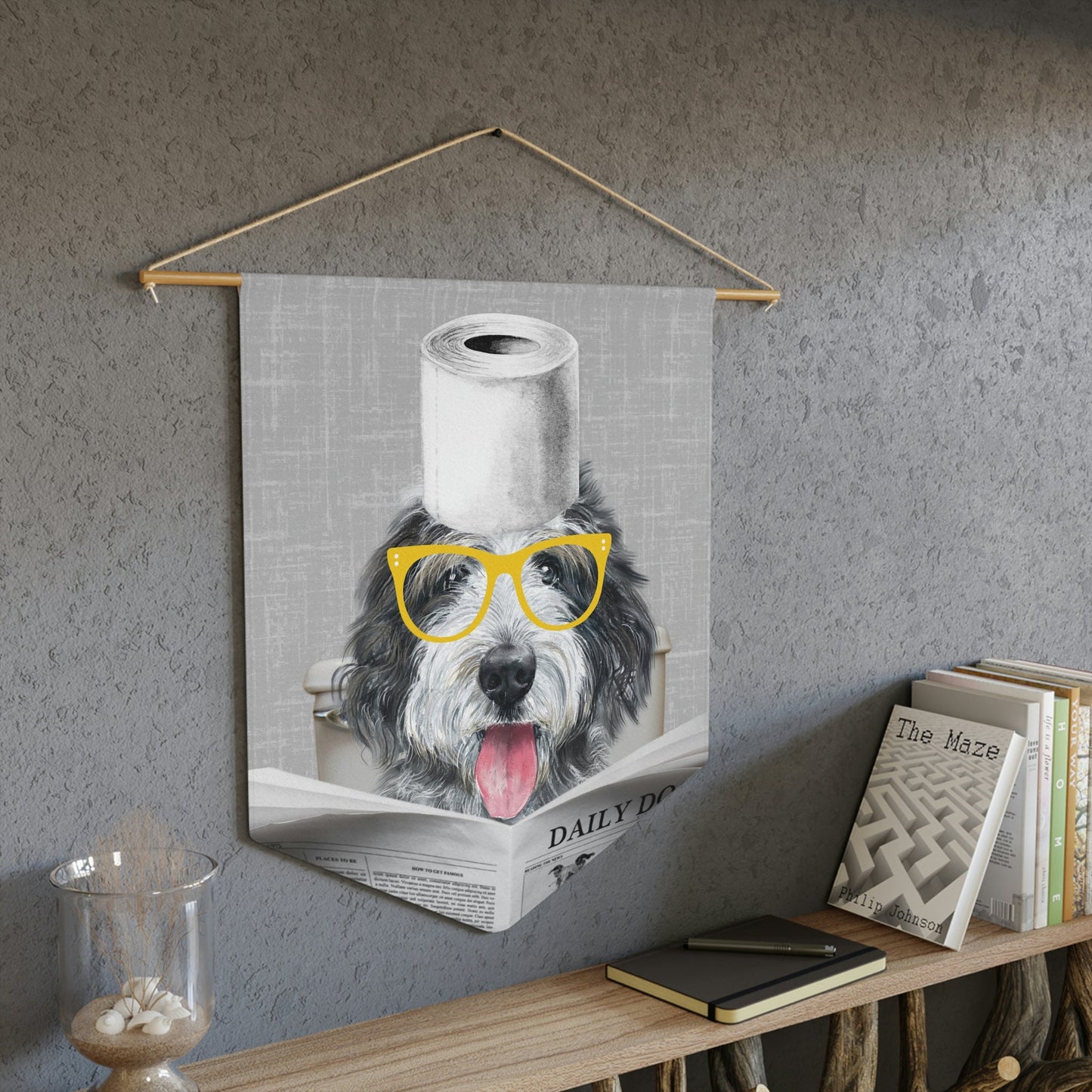 Custom Doodle Dog Bathroom Art Decor - Funny Sheepaoodle Toilet Art Decor, Doodle Kids Bathroom Art, Bathroom Humor