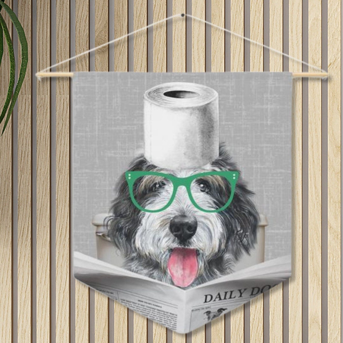 Custom Doodle Dog Bathroom Art Decor - Funny Sheepaoodle Toilet Art Decor, Doodle Kids Bathroom Art, Bathroom Humor