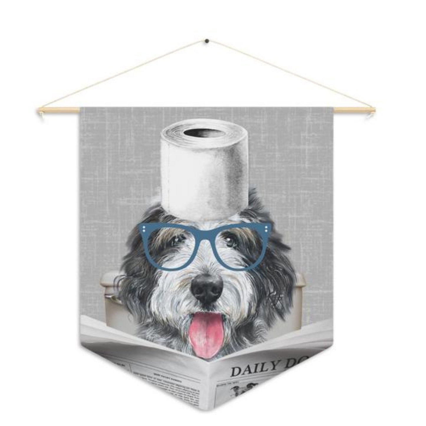 Custom Doodle Dog Bathroom Art Decor - Funny Sheepaoodle Toilet Art Decor, Doodle Kids Bathroom Art, Bathroom Humor