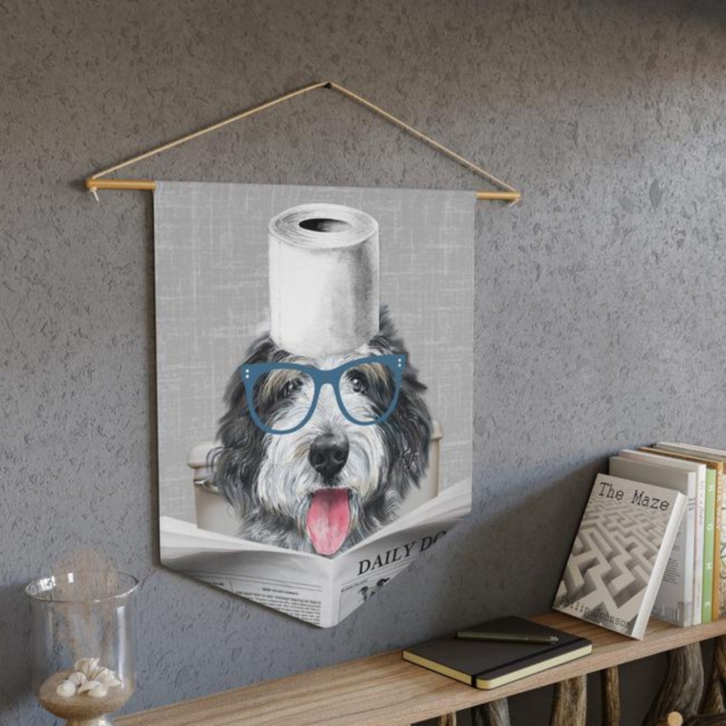 Custom Doodle Dog Bathroom Art Decor - Funny Sheepaoodle Toilet Art Decor, Doodle Kids Bathroom Art, Bathroom Humor