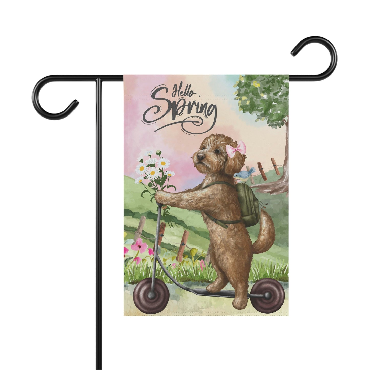 Doodle Dog Spring Garden Flag - Fun Gift for Doodle Moms & Dads, Goldendoodle, Labradoodle, Cockapoo, (girl) Stand Not Included