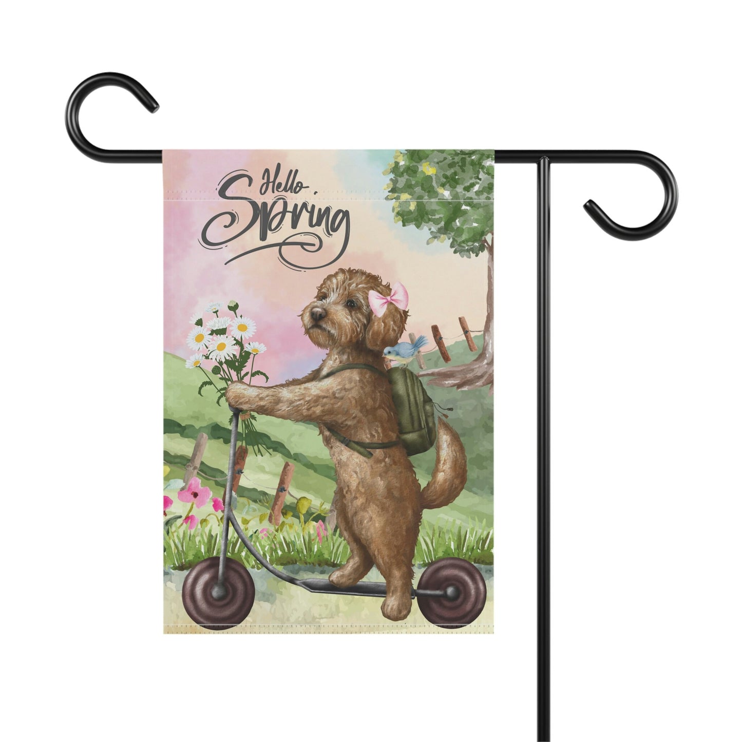 Doodle Dog Spring Garden Flag - Fun Gift for Doodle Moms & Dads, Goldendoodle, Labradoodle, Cockapoo, (girl) Stand Not Included