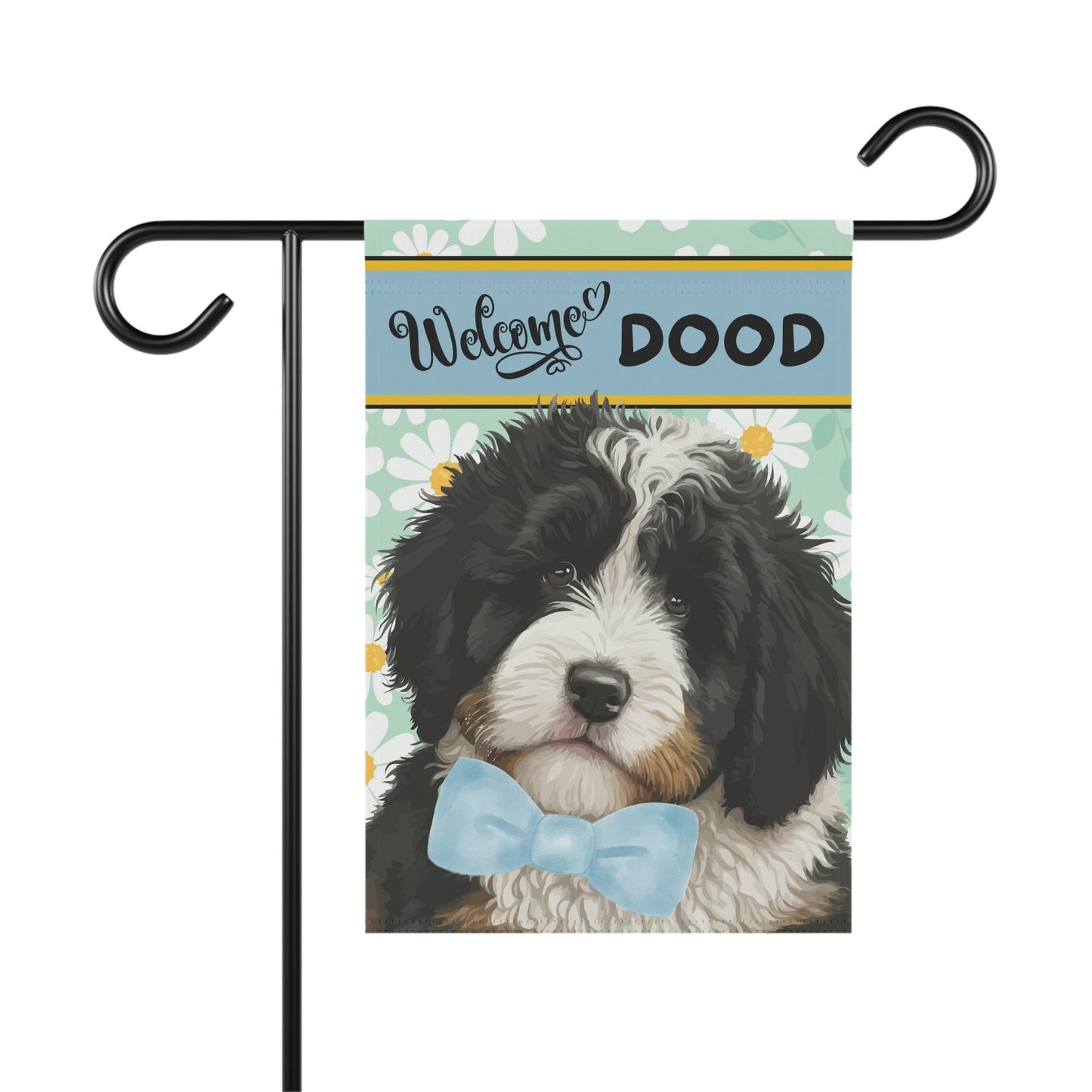 Bernedoodle - Sheepadoodle Spring Summer  Garden Flag, Gift for Doodle Mom & Dad, Doodle Dog (boy), Stand Not Included