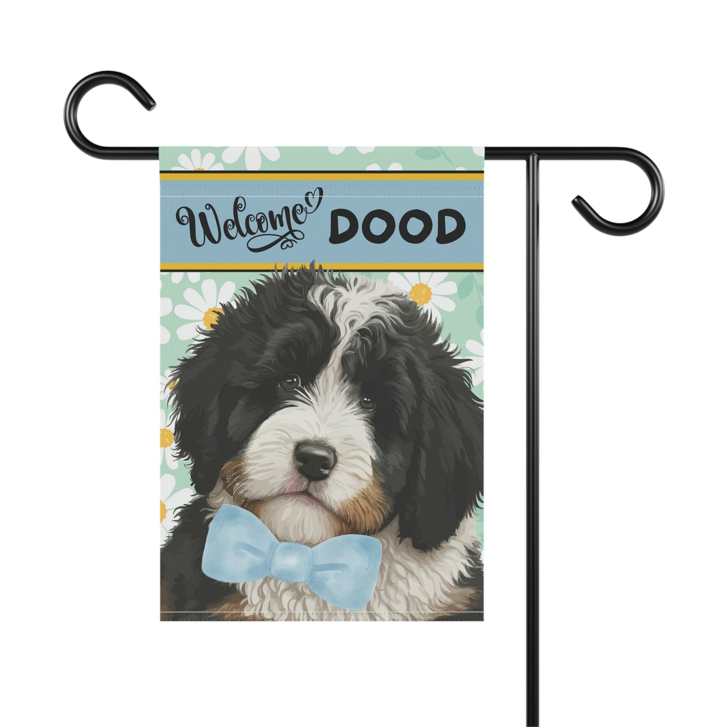 Bernedoodle - Sheepadoodle Spring Summer  Garden Flag, Gift for Doodle Mom & Dad, Doodle Dog (boy), Stand Not Included