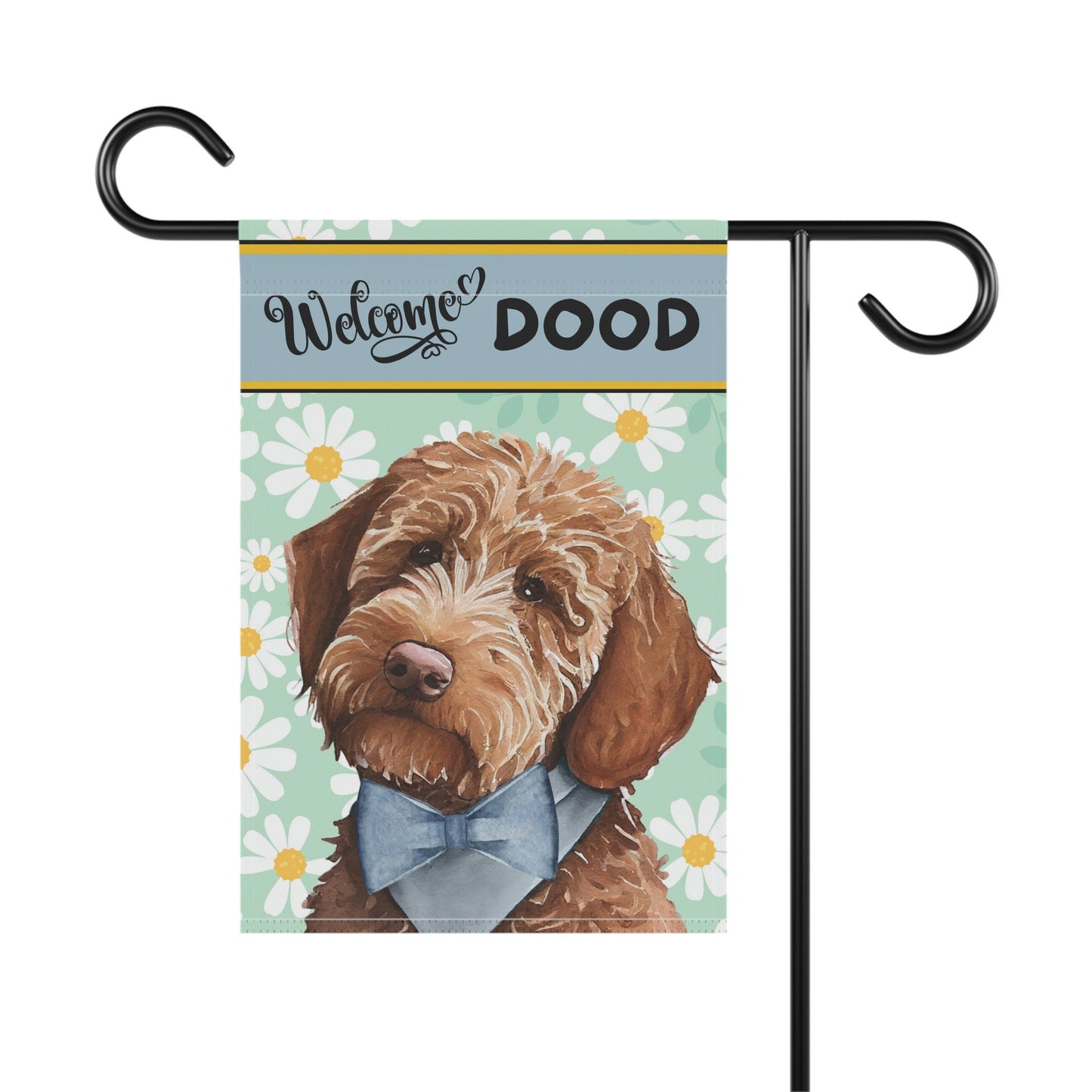 Apricot Red Doodle - Spring Summer  Garden Flag, Gift for Goldedoodle, Labradoodle Mom & Dad, Doodle Dog (boy), Stand Not Included