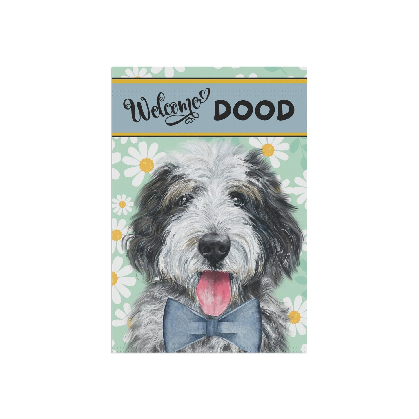 Sheepadoodle Spring Summer Garden Flag - Gift for Doodle Dog Mom & Dad, Doodle Dog (boy), Stand Not Included