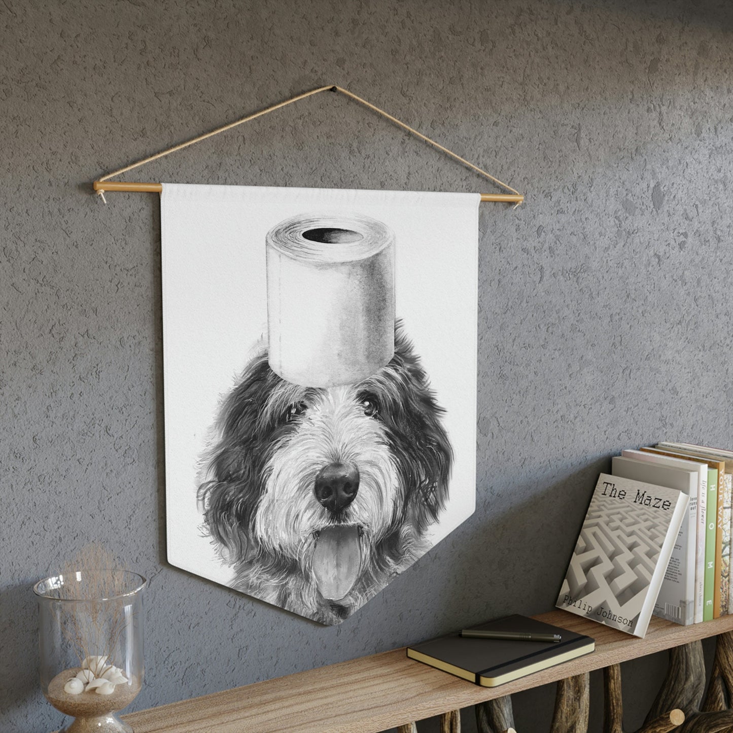 Bathroom Art Decor - Sheepaoodle Dog Art Print, Toilet Humor, Funny Kids Bathroom Decor, Bathroom Wall Hanging, White Background