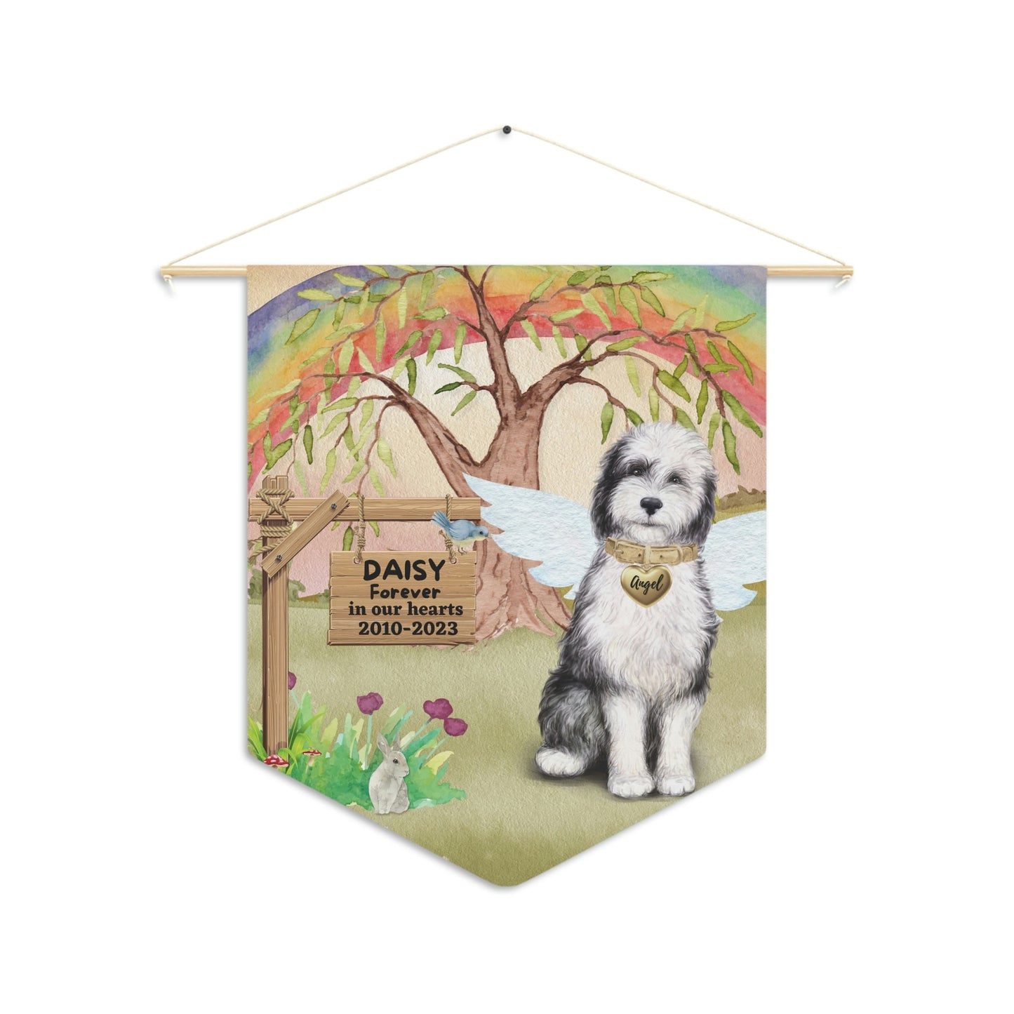 Pet Memorial Personalized - Sheepadoodle Pet Sympathy Gift, Pet Remembrance, Loss of Dog Gift, Rainbow Bridge Dog