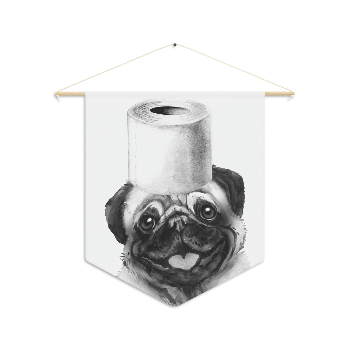 Bathroom Art Decor - Pug Dog Art Print, Toilet Humor, Funny Kids Bathroom Decor, Dog Bathroom Wall Hanging, White Background