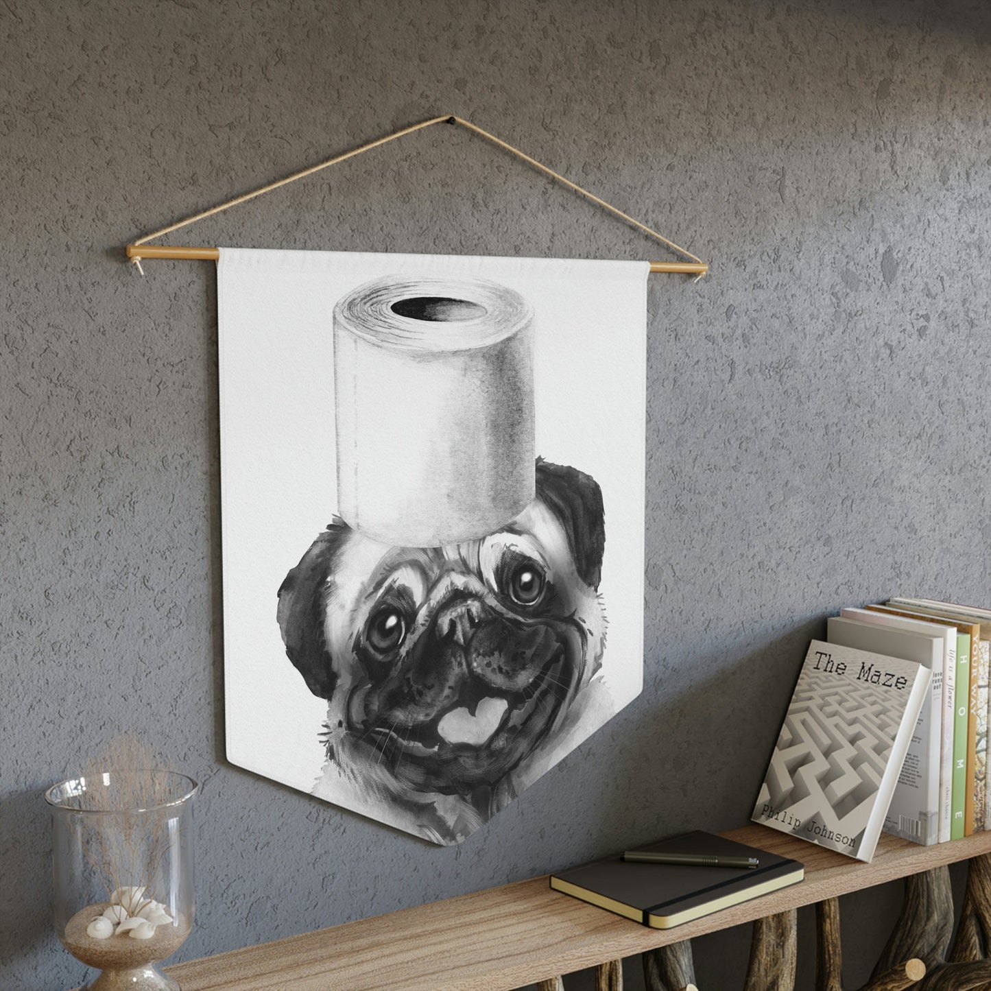 Bathroom Art Decor - Pug Dog Art Print, Toilet Humor, Funny Kids Bathroom Decor, Dog Bathroom Wall Hanging, White Background