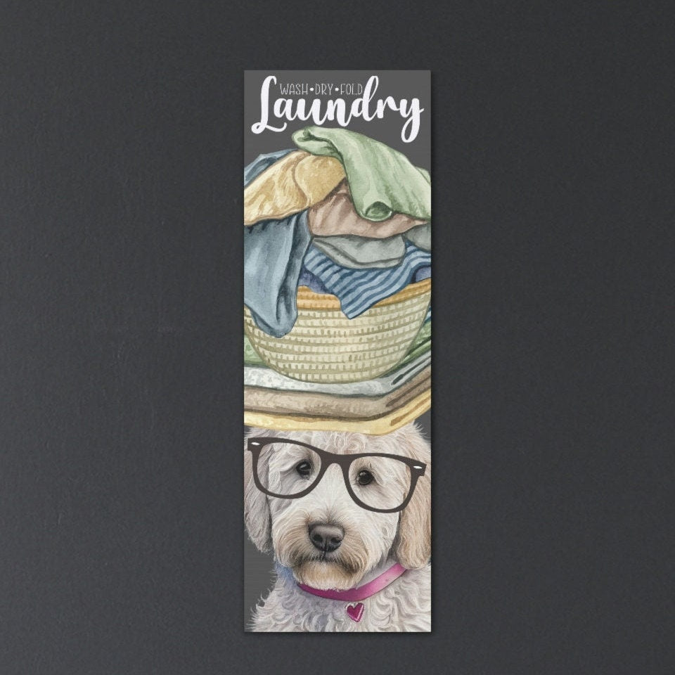 Doodle Dog Laundry Room Wall Art - Funny Goldendoodle, Labradoodle Wall Decor, Canvas Gallery Wrap, Doodle Dog Art