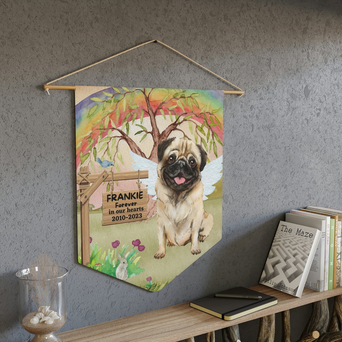 Pet Memorial Personalized - Pug Dog Sympathy Gift, Pet Remembrance, Loss of Dog Gift, Rainbow Bridge Gift