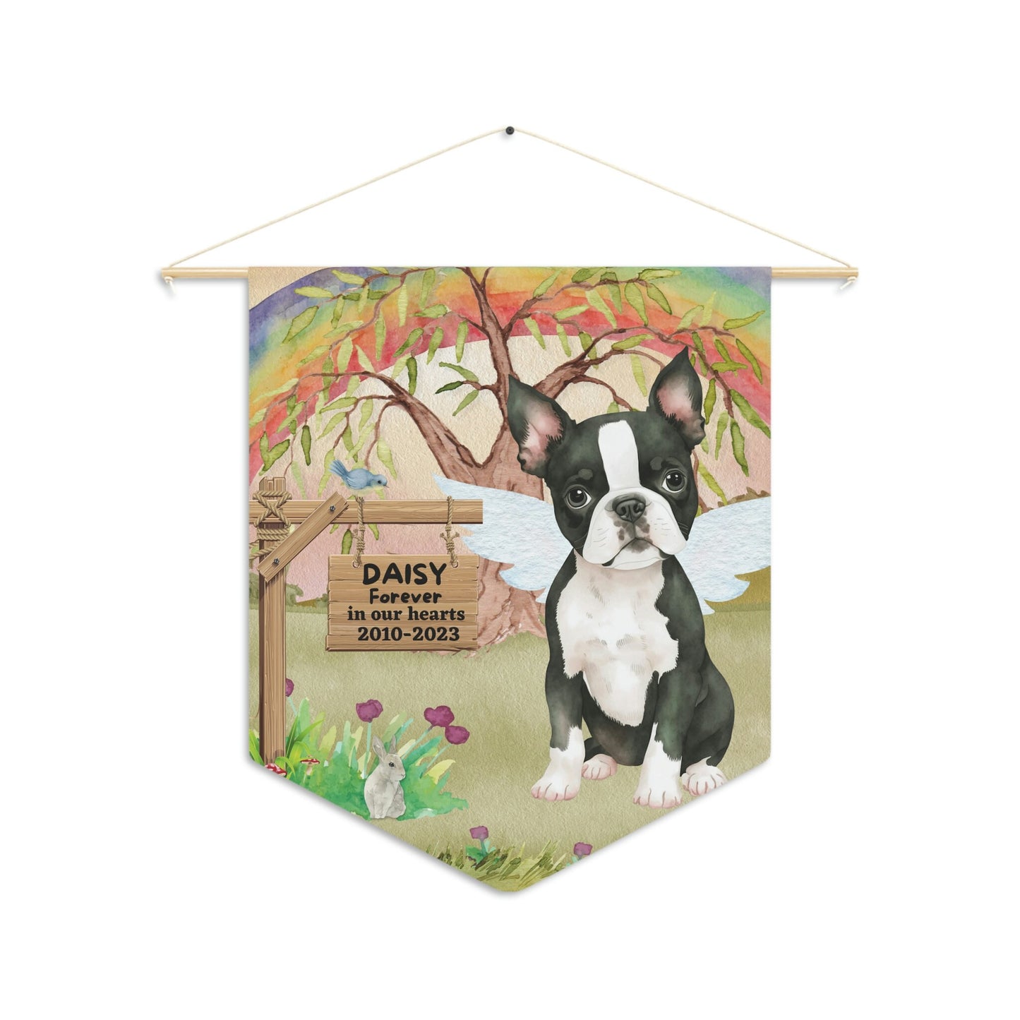 Pet Memorial Personalized - Dog Sympathy Gift, Boston Terrier, Pet Remembrance, Loss of Dog Gift, Rainbow Bridge Gift, Pet Bereave