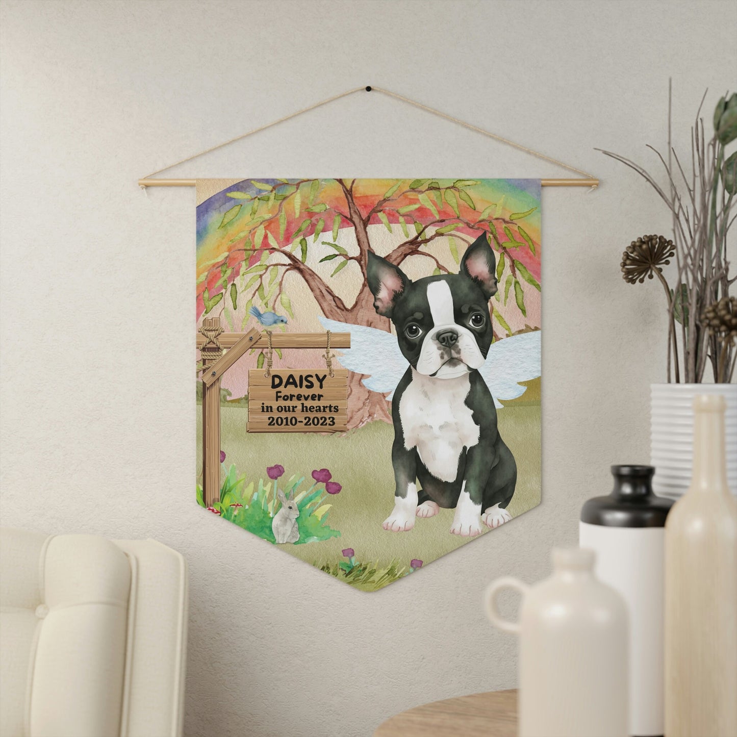 Pet Memorial Personalized - Dog Sympathy Gift, Boston Terrier, Pet Remembrance, Loss of Dog Gift, Rainbow Bridge Gift, Pet Bereave