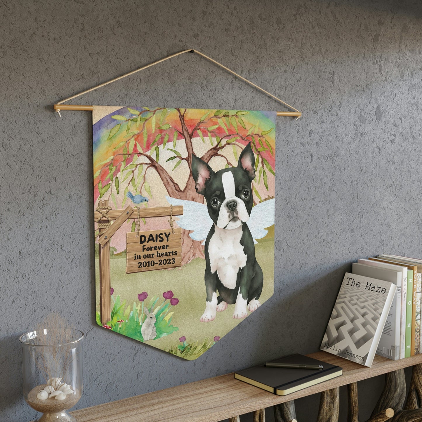 Pet Memorial Personalized - Dog Sympathy Gift, Boston Terrier, Pet Remembrance, Loss of Dog Gift, Rainbow Bridge Gift, Pet Bereave